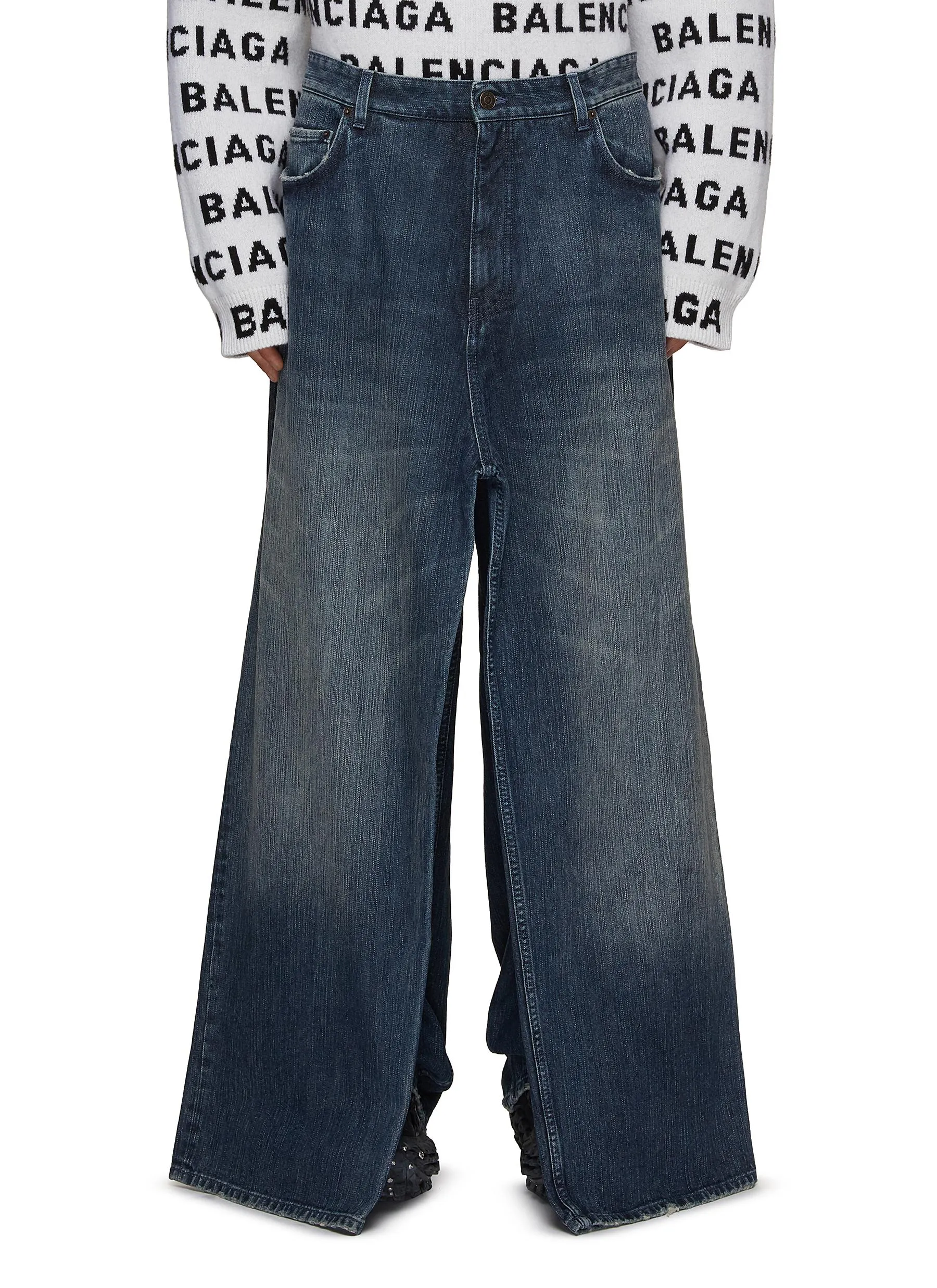 -----------BALENCIAGA ---- ------------ ----Front Panel Wide Leg Jeans --
