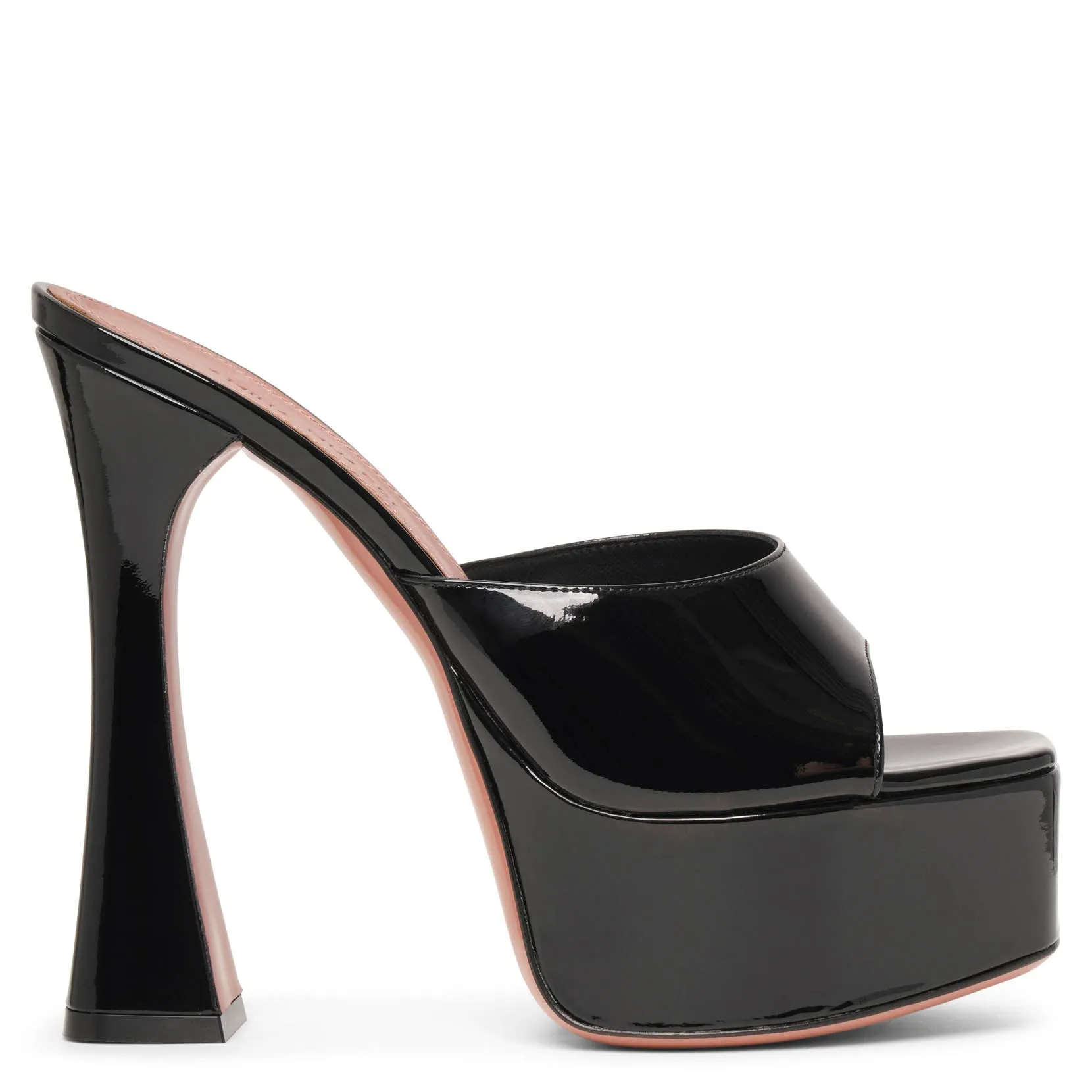 Amina Muaddi Dalida 140 patent black sandals