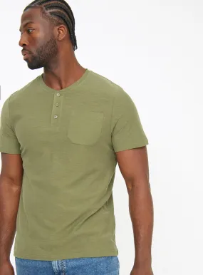 Buy Khaki Textured Henley T-Shirt XXXL | T-shirts and polos | Tu