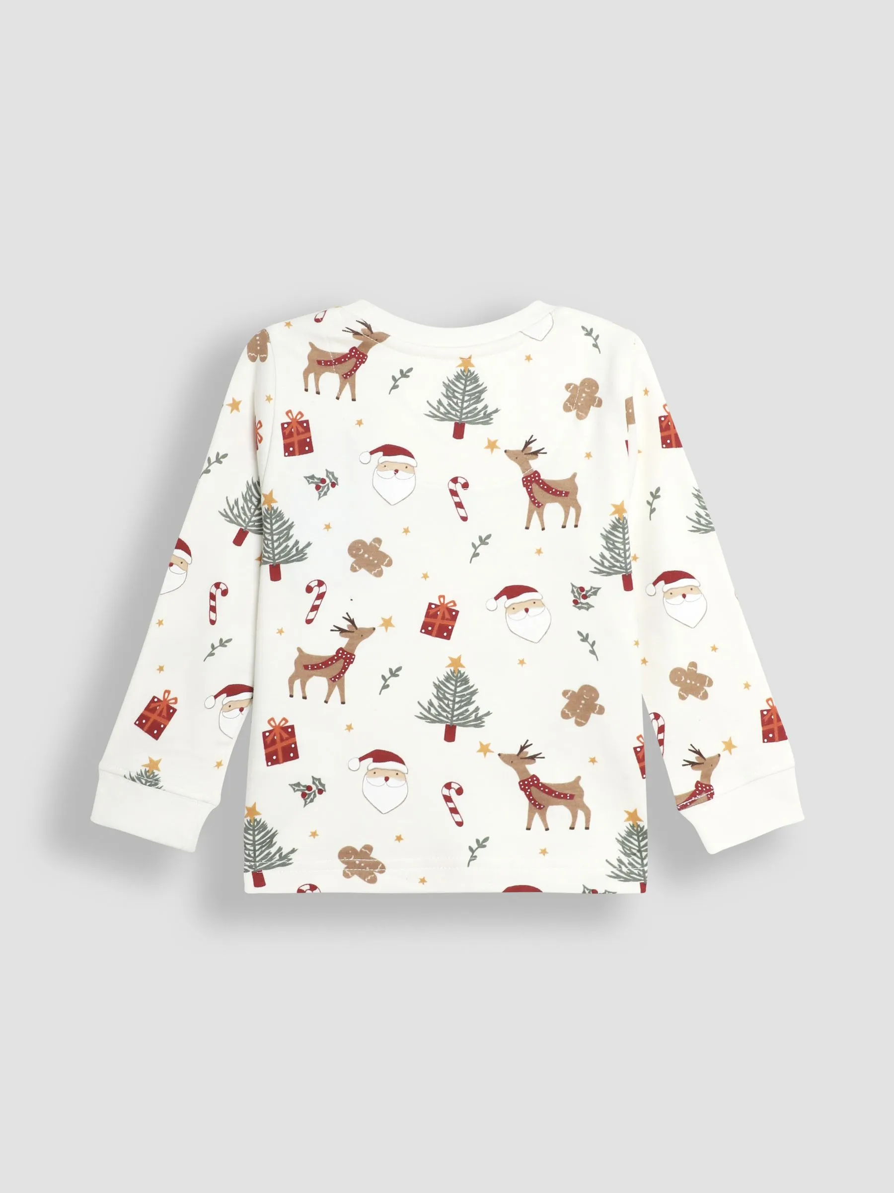Cream Christmas Print Jersey Pyjamas