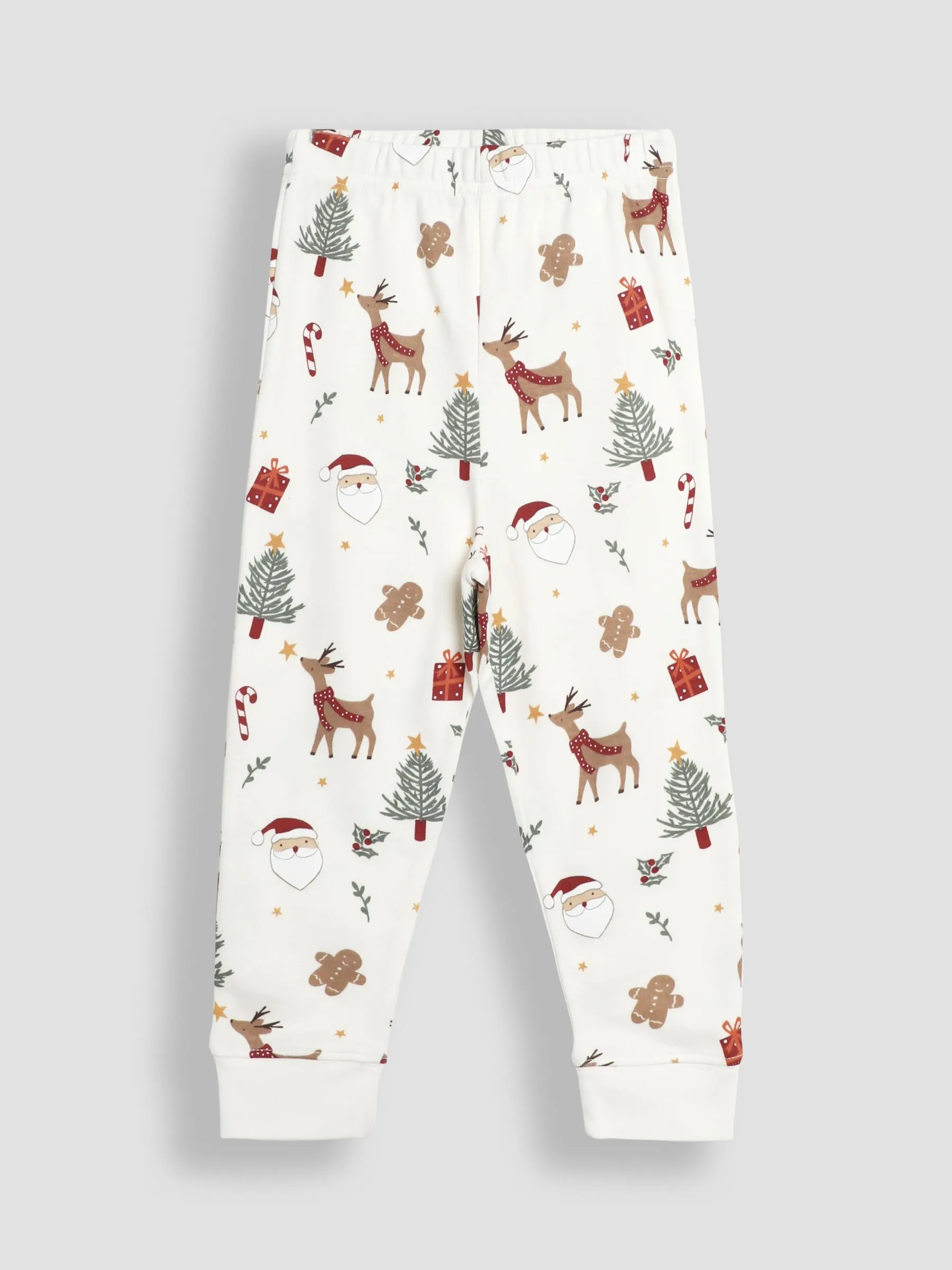 Cream Christmas Print Jersey Pyjamas