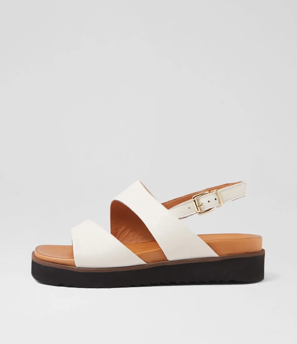 DIANA FERRARI Nimbal Cream Black Leather Sandals