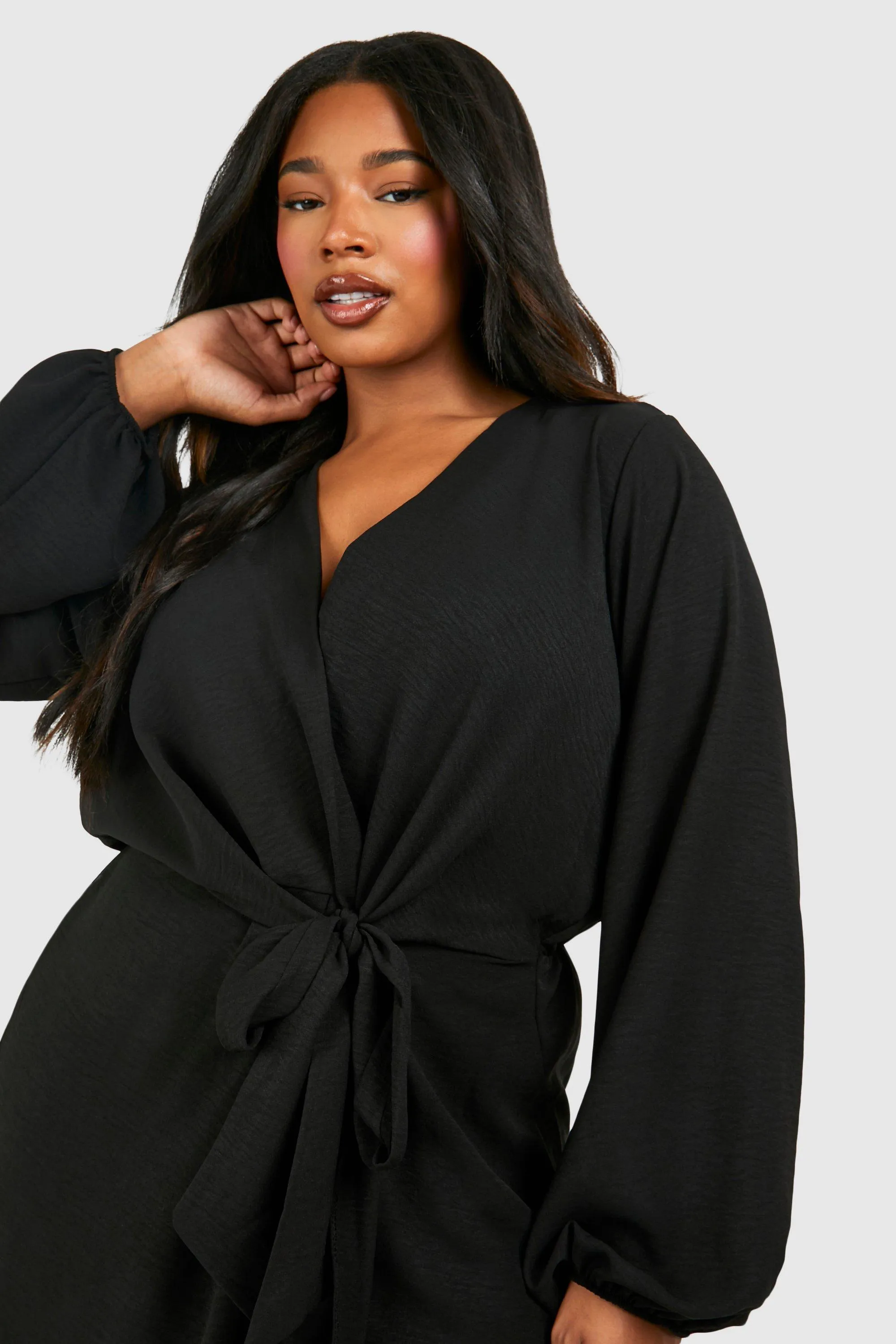Dresses | Plus Textured Satin Tie Detail Maxi Dress | boohoo