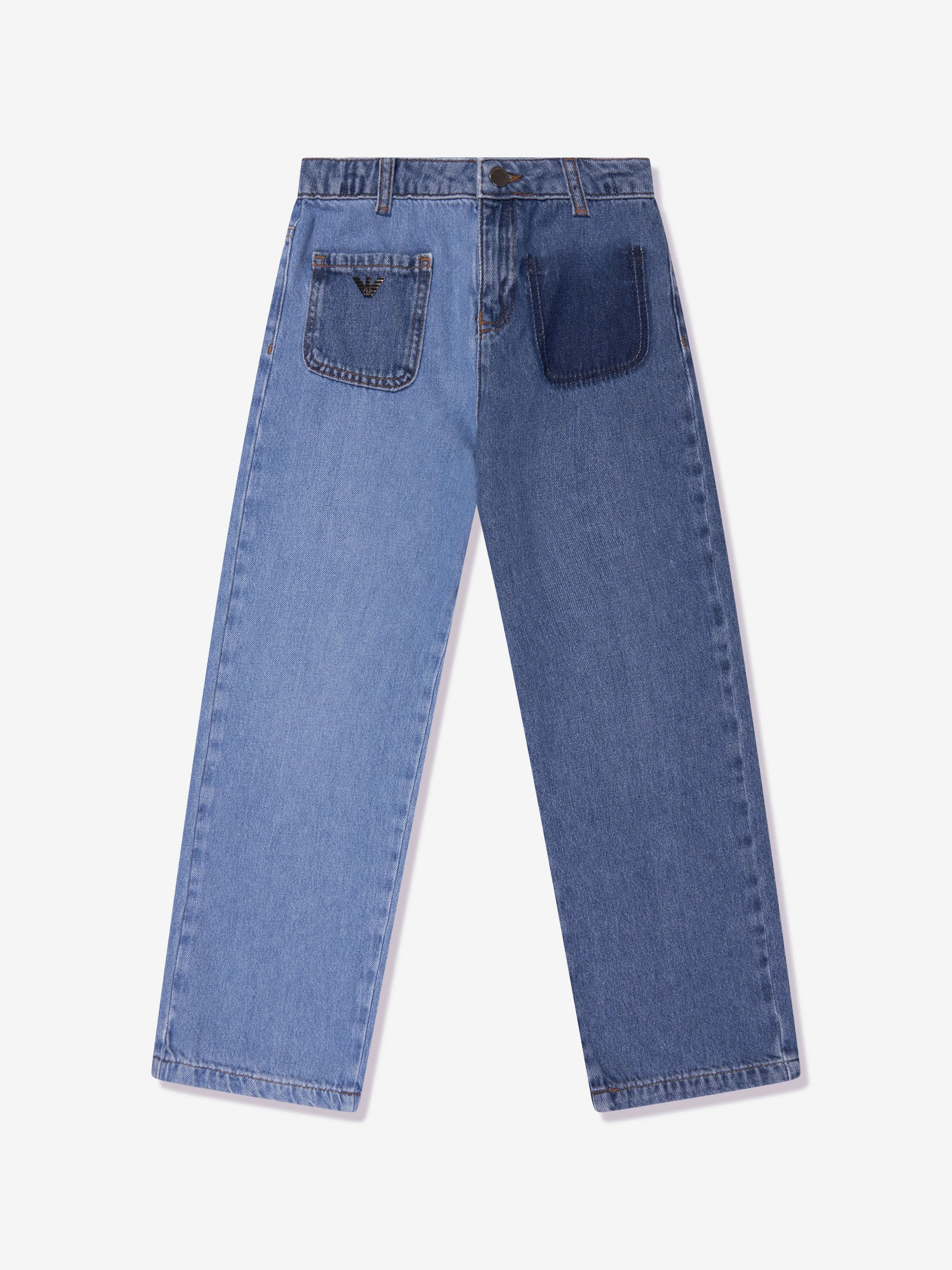 Emporio Armani Girls Wide Leg Jeans in Blue