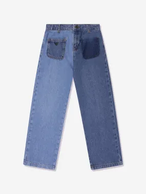Emporio Armani Girls Wide Leg Jeans in Blue