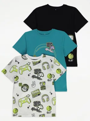 Gaming T-Shirts 3 Pack | Kids | George at ASDA