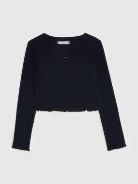 Girls 8-16 Essential Ribbed Fitted Long Sleeve T-Shirt | T-Shirts | Tommy Kids