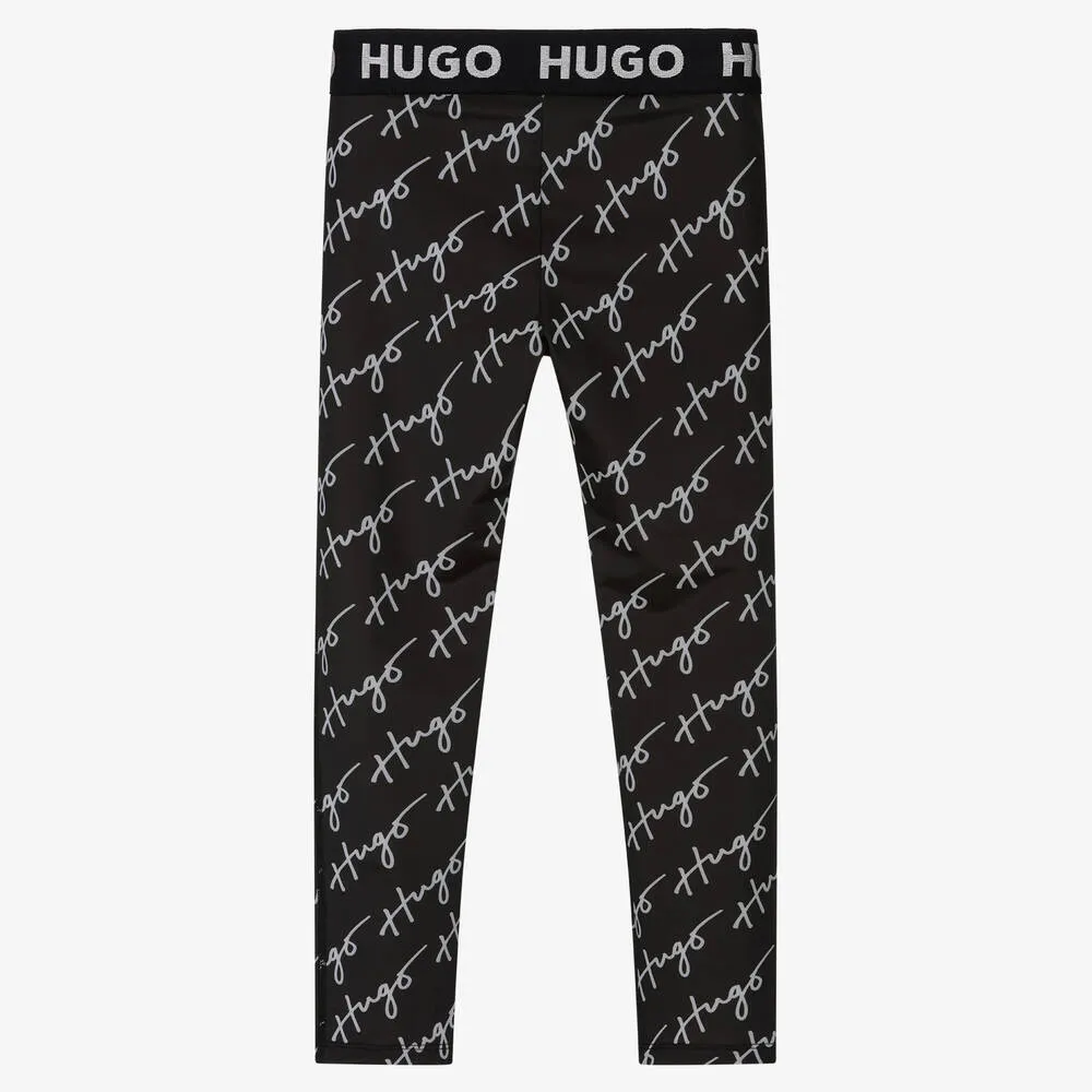 Girls Black Logo Leggings
