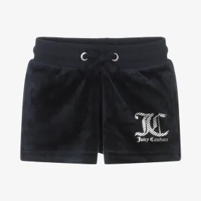 Girls Blue Velour Shorts