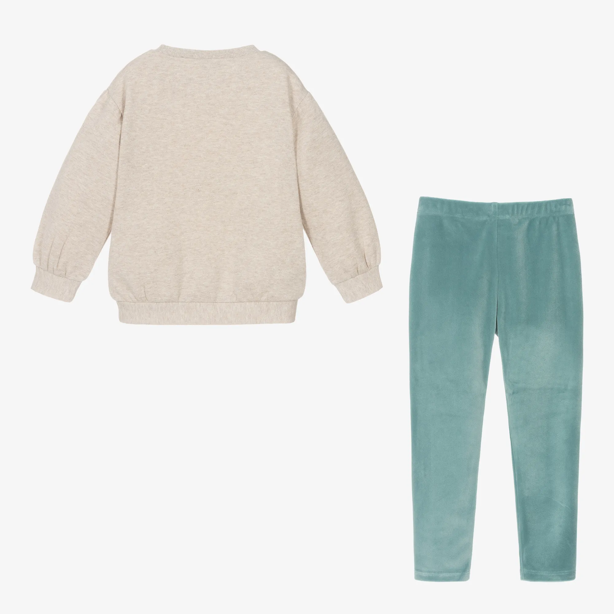 Girls Green Velour Leggings Set
