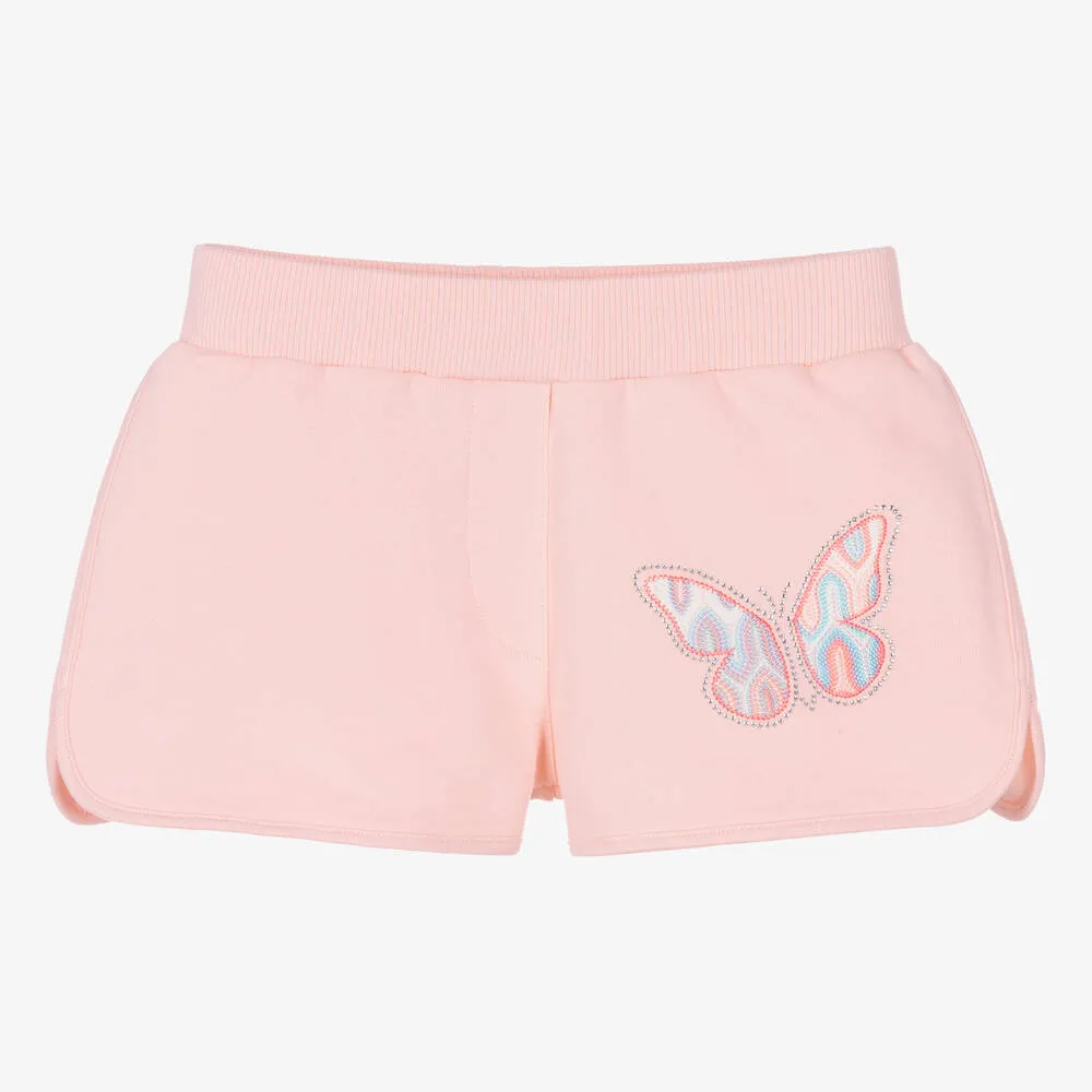 Girls Pink Butterfly Cotton Shorts