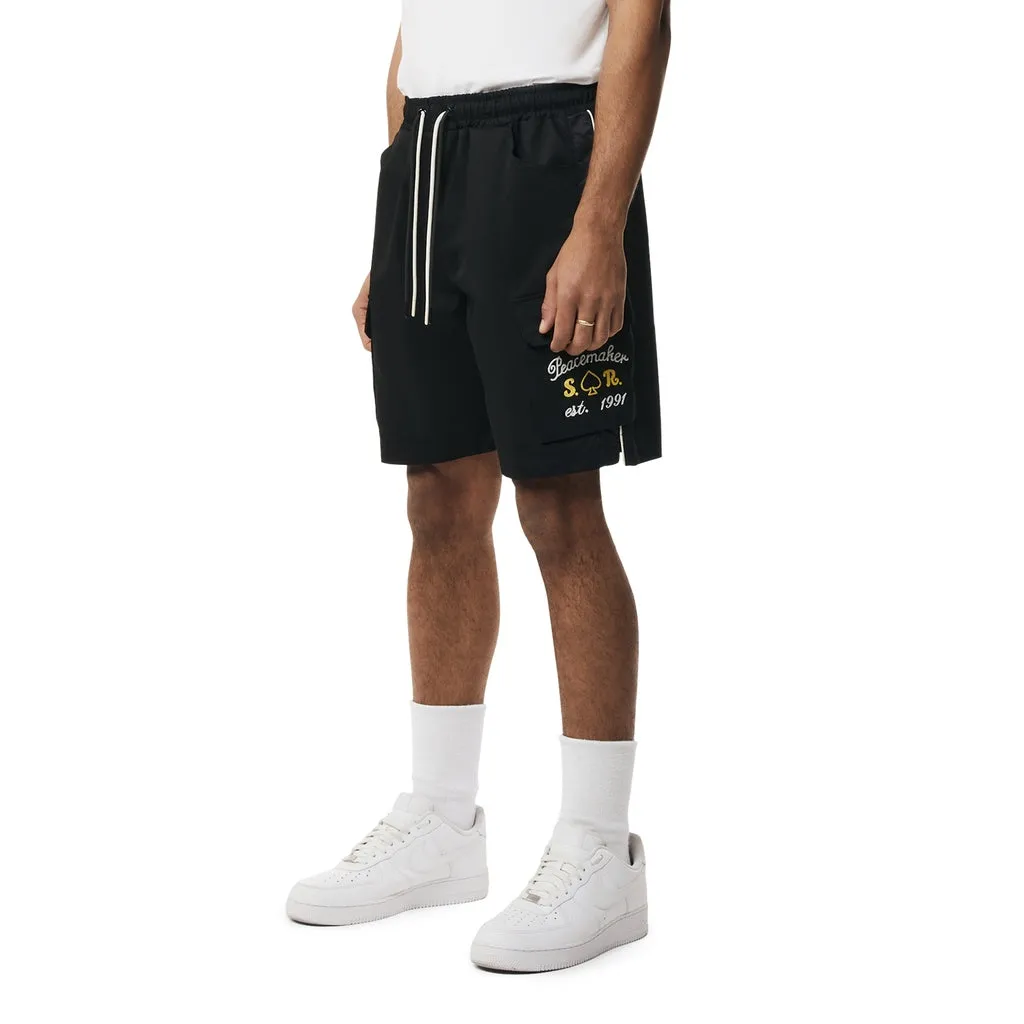 Graphic Twill Shorts - Black