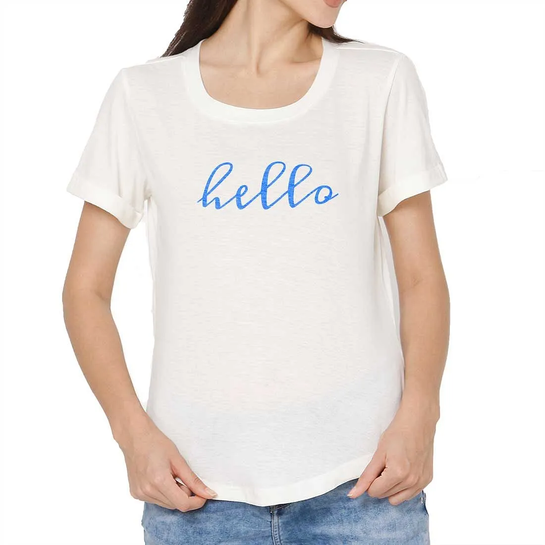Gym Workout T Shirts For Women Girls Tees - Hello