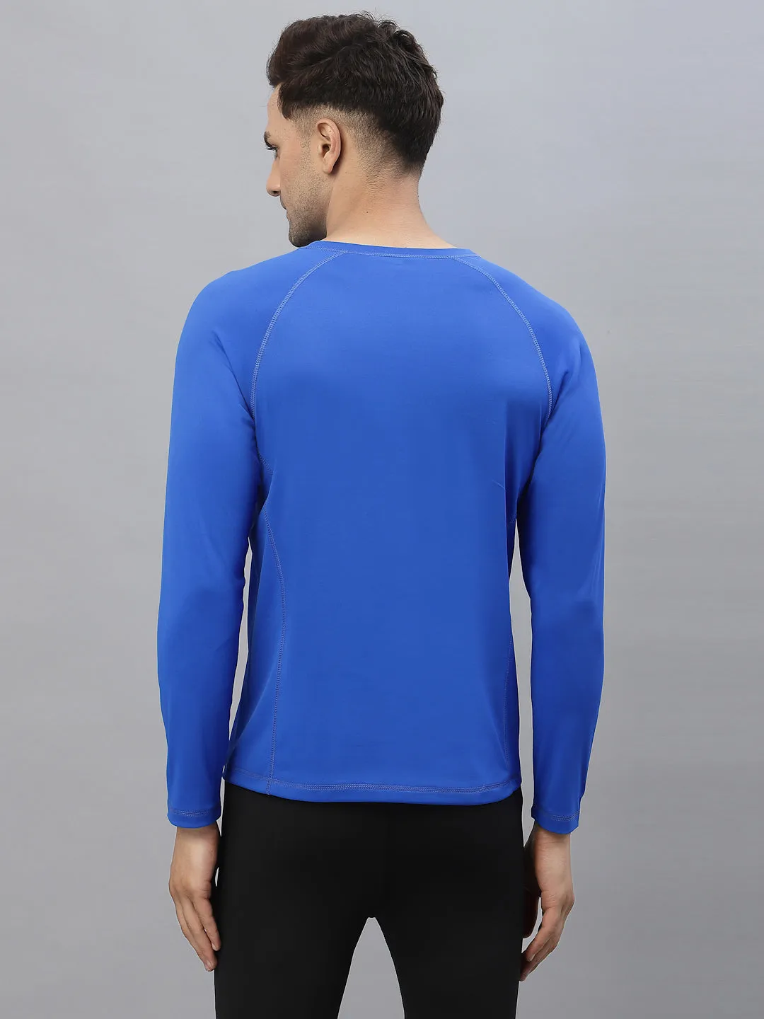 JUMP USA Outdoor Men Algier Blue Rapid-Dry Solid T-Shirts