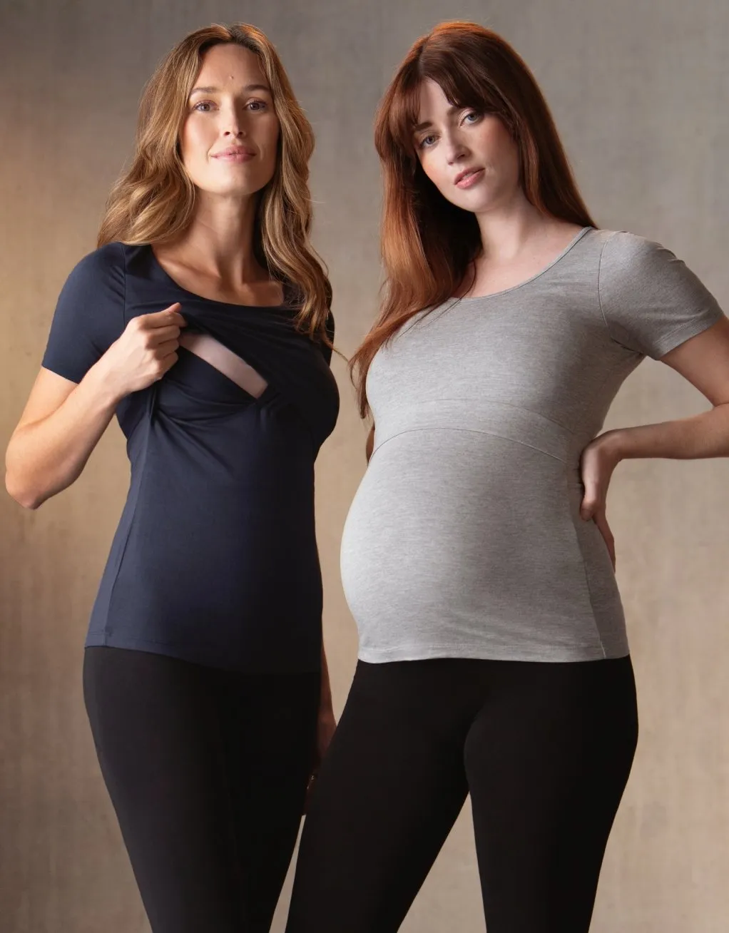 Laina | Twin Pack Maternity & Nursing T-Shirts – Navy & Grey