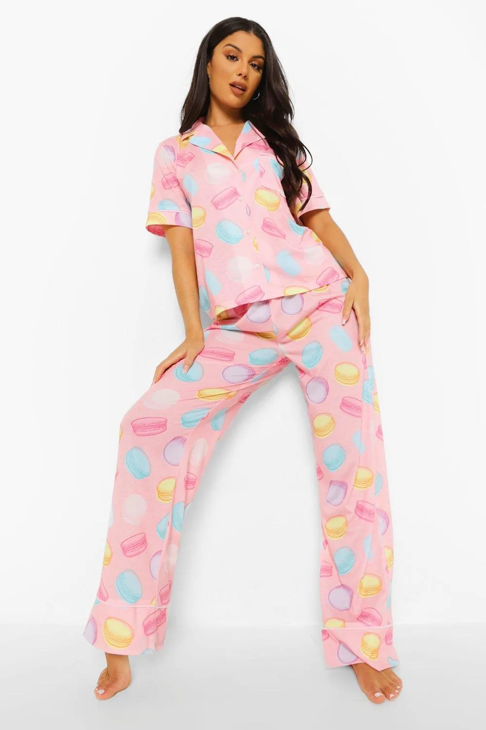 Macaron Print Jersey Pajamas