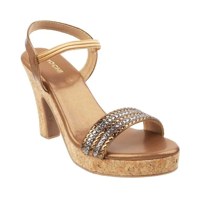 Mochi Women Antique-Gold Party Sandals
