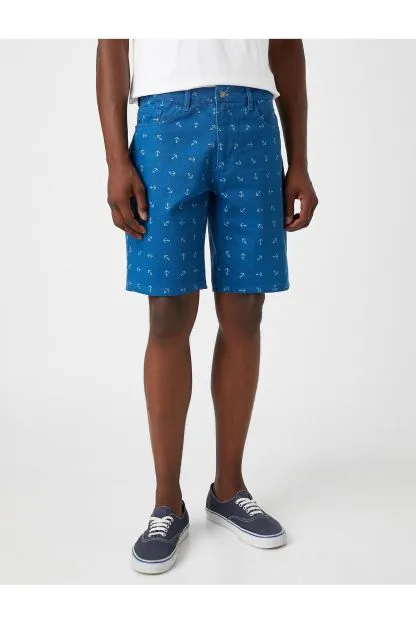 Patterned Gabardine Shorts