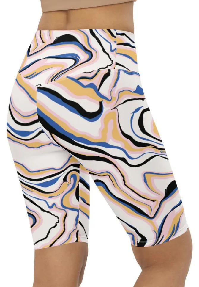 Peachy Marble Biker Shorts