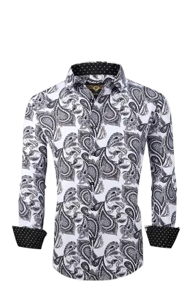 PREMIERE SHIRTS: WHITE/BLACK PAISLEY