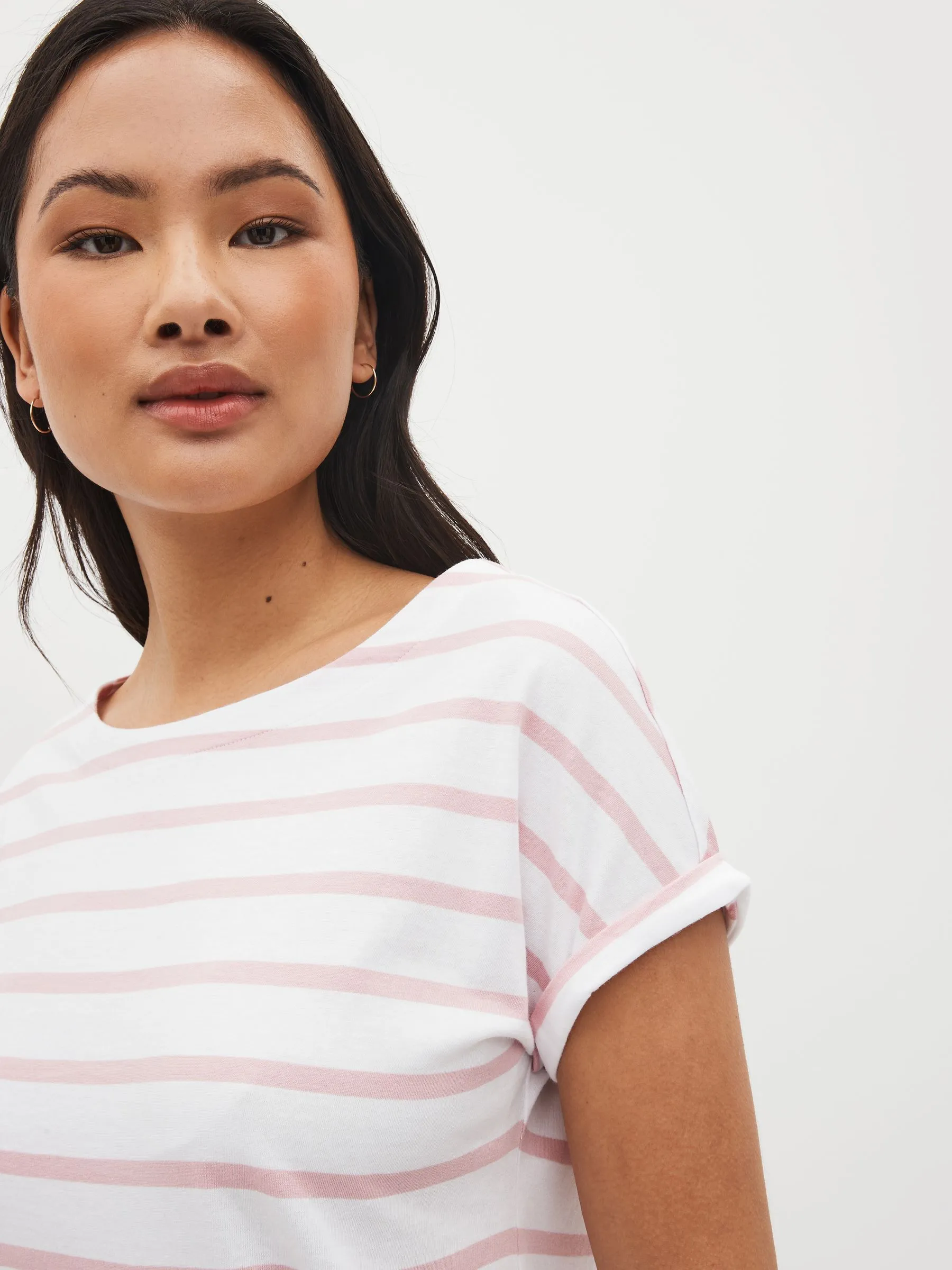 Stripe Cap Sleeve 100% Cotton T-Shirts 3 Pack