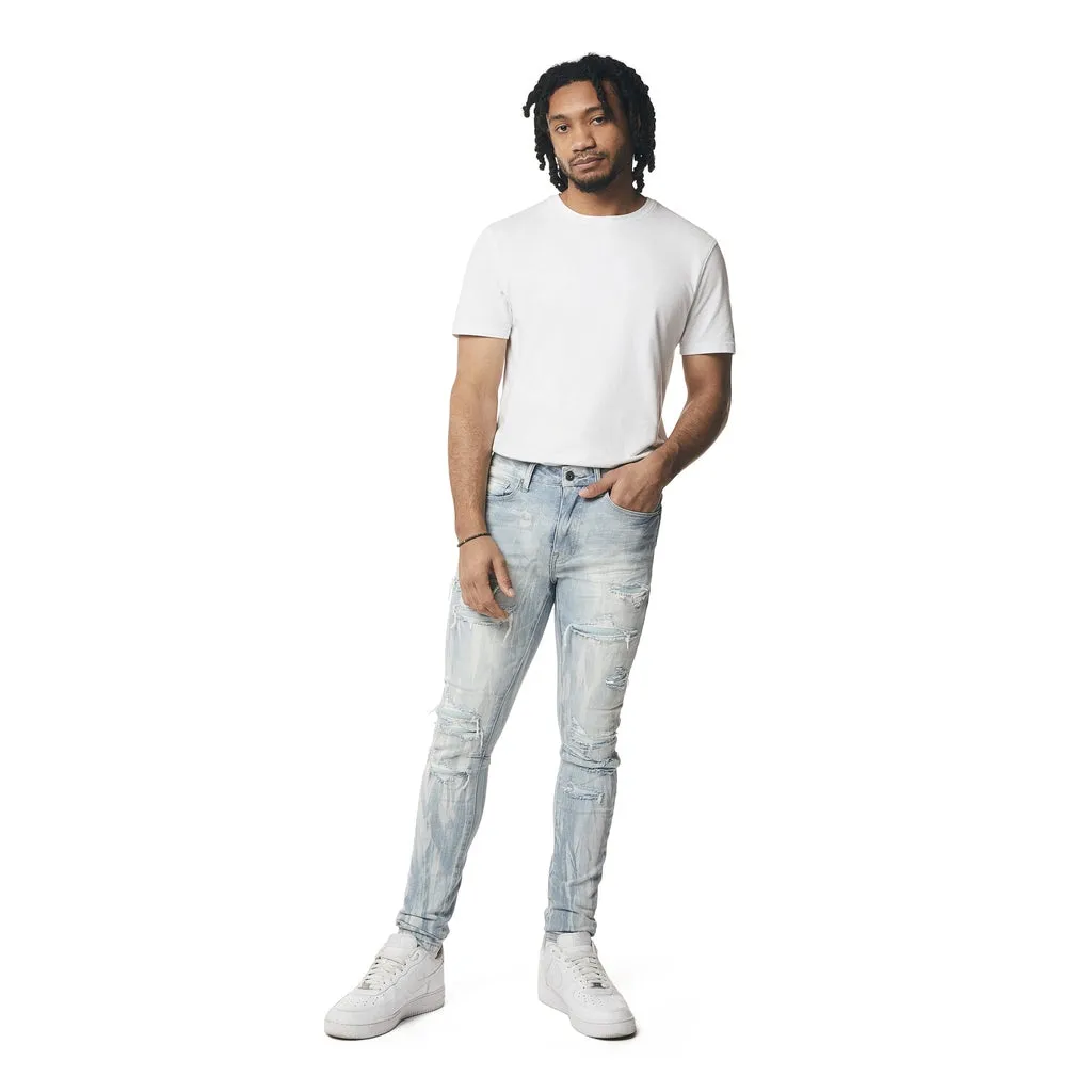 Super Skinny Vertical Lightning Jeans - Montauk Blue