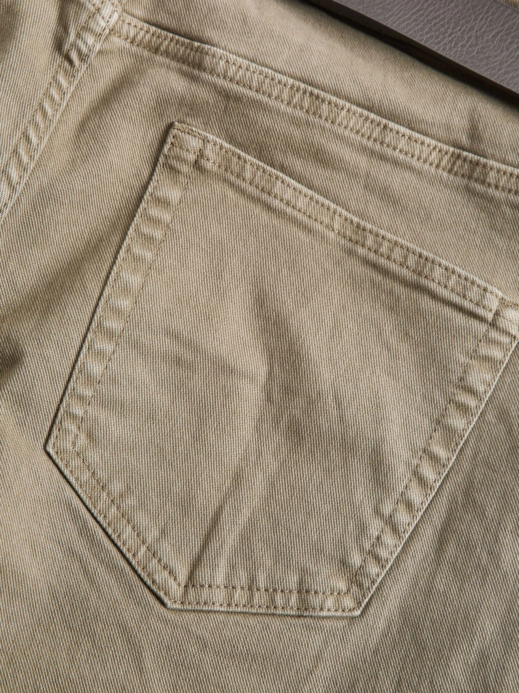 Tan Brown Straight Fit Belted Authentic Jeans