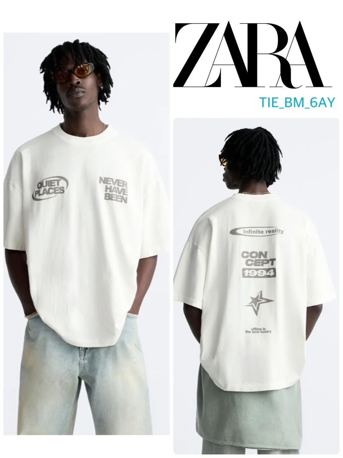 ZARA  |Plain Cotton Short Sleeves Logo T-Shirts